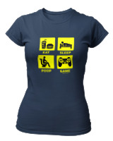 T-Shirt Στενή Γραμμή Γυναικείο - Eat Sleep Game Repeat - Color Thumbnail Σκούρο Μπλε