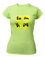 T-Shirt Στενή Γραμμή Γυναικείο - Eat Sleep Game Repeat - Color Thumbnail Λαχανί