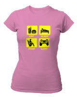 T-Shirt Στενή Γραμμή Γυναικείο - Eat Sleep Game Repeat - Color Thumbnail Ροζ