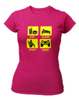 T-Shirt Στενή Γραμμή Γυναικείο - Eat Sleep Game Repeat - Color Thumbnail Φουξια
