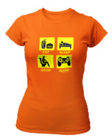 T-Shirt Στενή Γραμμή Γυναικείο - Eat Sleep Game Repeat - Color Thumbnail Πορτοκαλί