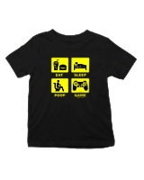T-Shirt  Παιδικό - Eat Sleep Game Repeat - Color Thumbnail Μαύρο