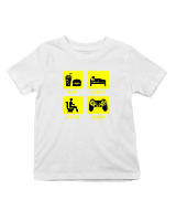T-Shirt  Παιδικό - Eat Sleep Game Repeat - Color Thumbnail 'Ασπρο