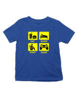 T-Shirt  Παιδικό - Eat Sleep Game Repeat - Color Thumbnail Μπλε Ρουά