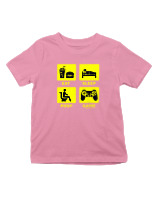 T-Shirt  Παιδικό - Eat Sleep Game Repeat - Color Thumbnail Ροζ