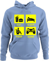 Φούτερ με κουκούλα - Eat Sleep Game Repeat - Color Thumbnail Blue Carolina