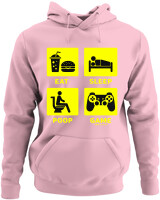 Φούτερ με κουκούλα - Eat Sleep Game Repeat - Color Thumbnail Pink