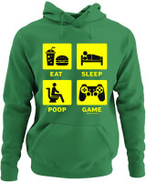 Φούτερ με κουκούλα - Eat Sleep Game Repeat - Color Thumbnail Kelly Green