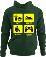 Φούτερ με κουκούλα - Eat Sleep Game Repeat - Color Thumbnail Κυπαρισσί