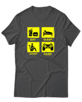 T-Shirt  Γυναικείο - Eat Sleep Game Repeat - Color Thumbnail Ανθρακί