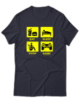 T-Shirt  Γυναικείο - Eat Sleep Game Repeat - Color Thumbnail Σκούρο Μπλέ