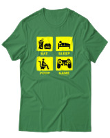 T-Shirt  Γυναικείο - Eat Sleep Game Repeat - Color Thumbnail Πράσινο