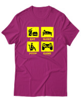 T-Shirt  Γυναικείο - Eat Sleep Game Repeat - Color Thumbnail Φούξια