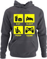 Φούτερ με κουκούλα - Eat Sleep Game Repeat - Color Thumbnail Ανθρακί