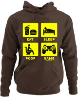 Φούτερ με κουκούλα - Eat Sleep Game Repeat - Color Thumbnail Καφέ