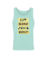 Αμάνικο Μπλουζάκι Αντρικό - Eat Sleep Gym Repeat - Color Thumbnail Arctic Blue