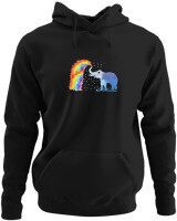 Φούτερ με κουκούλα - Elephant Rainbow - Color Thumbnail Μαύρο