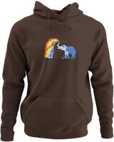 Φούτερ με κουκούλα - Elephant Rainbow - Color Thumbnail Καφέ