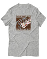 T-Shirt Αντρικό - Engines And Beer  - Color Thumbnail Γκρι Μελανζέ