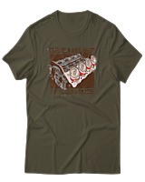 T-Shirt Αντρικό - Engines And Beer  - Color Thumbnail Χακί