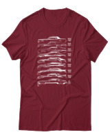 T-Shirt Unisex - Evolution Of A Car - Color Thumbnail Σκούρο Κόκκινο