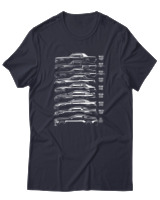 T-Shirt Unisex - Evolution Of A Car - Color Thumbnail Σκούρο Μπλε