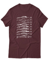 T-Shirt Unisex - Evolution Of A Car - Color Thumbnail Μπορντό