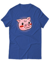 T-Shirt Αντρικό - Face Pig - Color Thumbnail Μπλε Ρουά