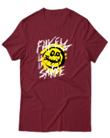 T-Shirt Αντρικό - Fake Smile - Color Thumbnail Σκούρο Κόκκινο