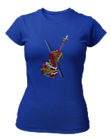 T-Shirt Στενή Γραμμή Γυναικείο - Famous Musicians - Color Thumbnail Μπλε Ρουά
