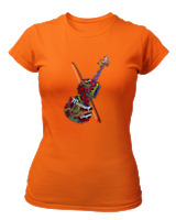 T-Shirt Στενή Γραμμή Γυναικείο - Famous Musicians - Color Thumbnail Πορτοκαλί