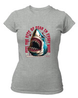T-Shirt Στενή Γραμμή - Feel The Bite  - Color Thumbnail Γκρι Μελανζέ