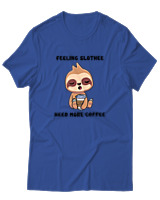 T-Shirt Αντρικό - Feeling Slothee Need More Coffee - Color Thumbnail Μπλε Ρουά