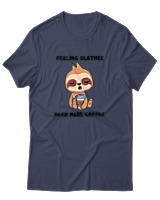 T-Shirt Αντρικό - Feeling Slothee Need More Coffee - Color Thumbnail Μπλε Γκρι