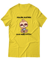 T-Shirt Αντρικό - Feeling Slothee Need More Coffee - Color Thumbnail Χρυσό Κίτρινο