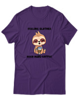 T-Shirt Αντρικό - Feeling Slothee Need More Coffee - Color Thumbnail Σκούρο Μωβ