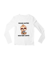 Μακρυμάνικο Μακό Παιδικό - Feeling Slothee Need More Coffee - Color Thumbnail 'Ασπρο