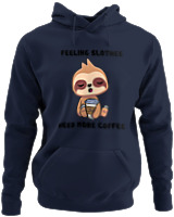 Φούτερ με κουκούλα - Feeling Slothee Need More Coffee - Color Thumbnail Navy Blue
