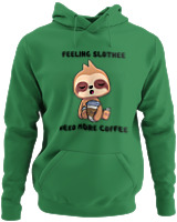Φούτερ με κουκούλα - Feeling Slothee Need More Coffee - Color Thumbnail Kelly Green
