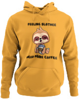 Φούτερ με κουκούλα - Feeling Slothee Need More Coffee - Color Thumbnail Κίτρινο Χρυσό