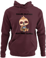 Φούτερ με κουκούλα - Feeling Slothee Need More Coffee - Color Thumbnail Marron