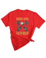 T-Shirt Woman Fashion Γυναικείο - Feral Girl - Color Thumbnail RED