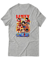 T-Shirt Unisex - Fire Luffy Evolution - Color Thumbnail Γκρι Μελανζέ
