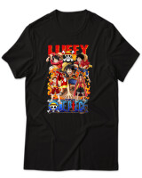 T-Shirt Unisex - Fire Luffy Evolution - Color Thumbnail Μαύρο