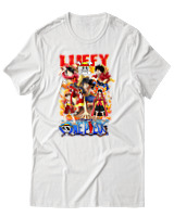 T-Shirt Unisex - Fire Luffy Evolution - Color Thumbnail Άσπρο