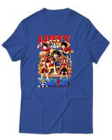 T-Shirt Unisex - Fire Luffy Evolution - Color Thumbnail Μπλε Ρουά