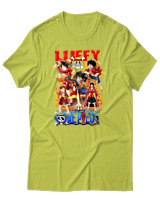 T-Shirt Unisex - Fire Luffy Evolution - Color Thumbnail Λαχανί