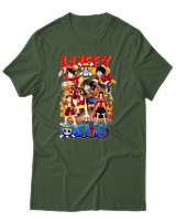 T-Shirt Unisex - Fire Luffy Evolution - Color Thumbnail Κυπαρισσί