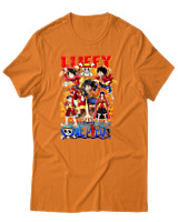 T-Shirt Unisex - Fire Luffy Evolution - Color Thumbnail Πορτοκαλί