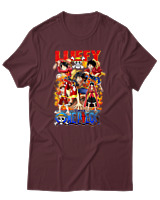 T-Shirt Unisex - Fire Luffy Evolution - Color Thumbnail Μπορντό